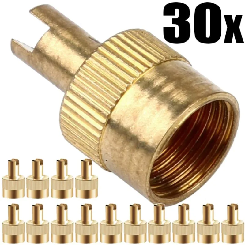 

Крышка штока клапана шины, полностью медная прорезная крышка штока головки с инструментом для снятия сердечника, крышки колесных клапанов для авто мотоцикла, 30/10 шт.