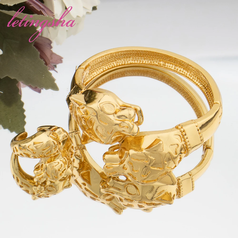 Позолоченные леопардовые браслеты для банкета модные регулируемые кольца 2 шт.