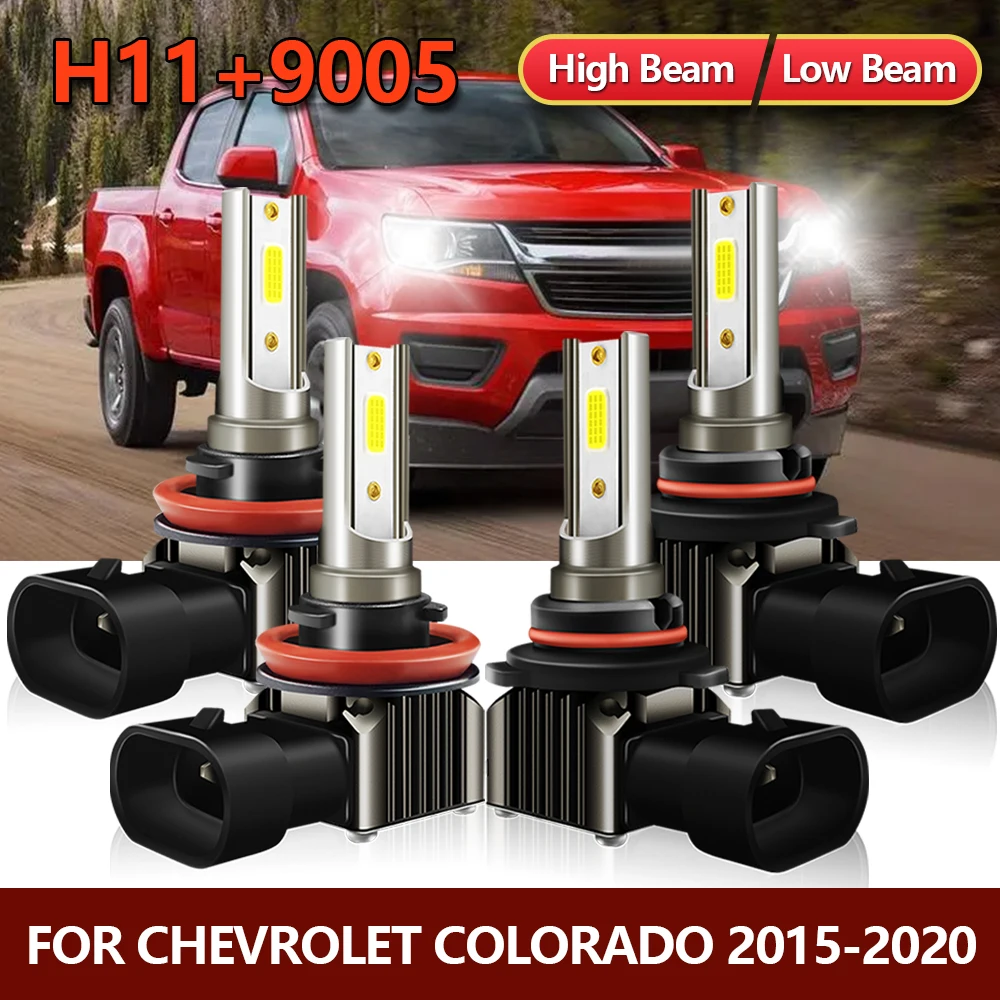 

4x LED Headlight MINI Bulbs 9005 H11 High Low Lamps Auto Car Combo Kit For Chevrolet Colorado 2015 2016 2017 2018 2019 2020