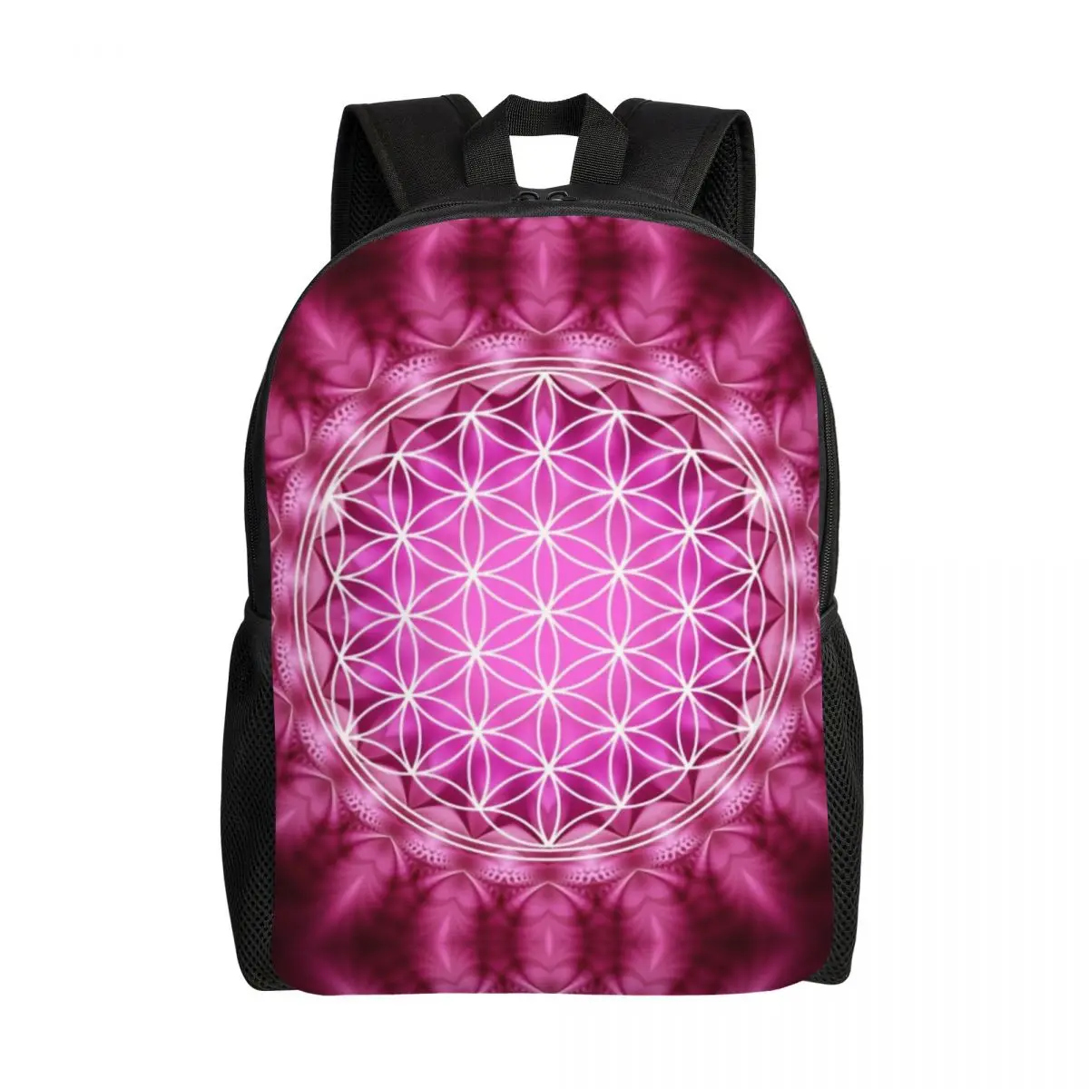 

Flower Of Life Backpack for Men Women School College Students Bookbag Fits 15 Inch Laptop Sacred Geometry Mandala Bags