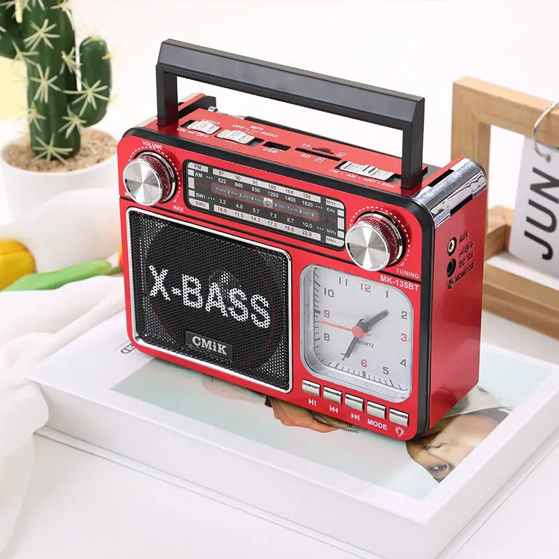Новинка ретро портативное радио с ручной настройкой и подсветкой часами USB