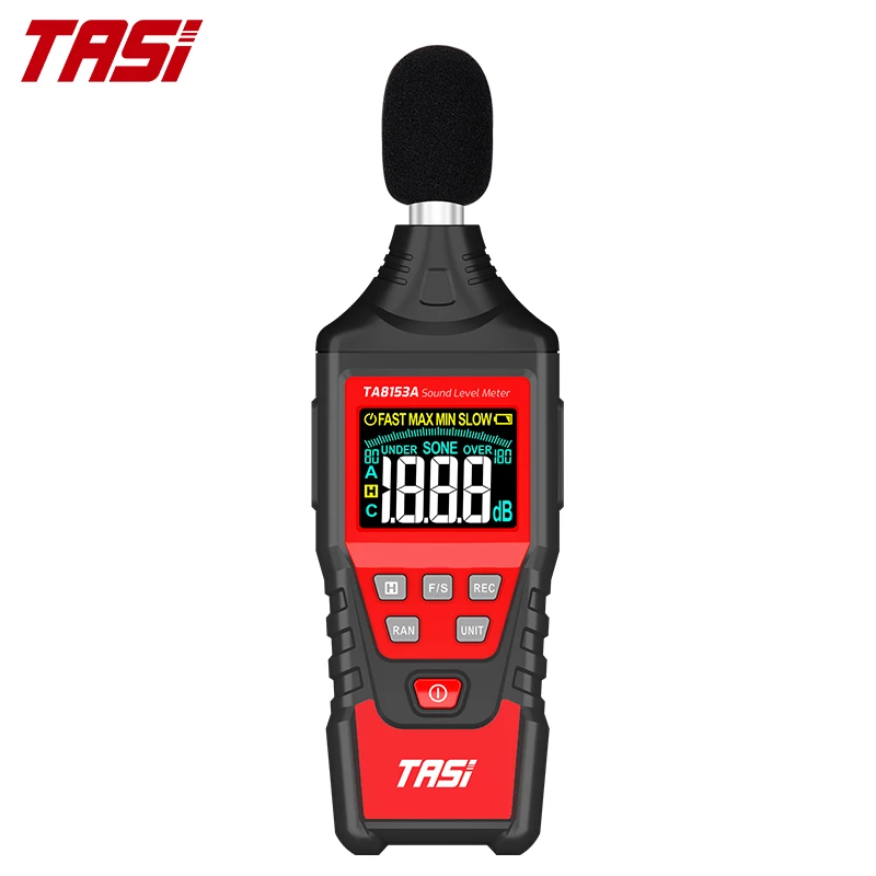 

Цифровой измеритель уровня звука TASI TA8153A, ручной измеритель уровня шума и децибела с цветным ЖК-дисплеем, диапазон от 30 до 130 дБ