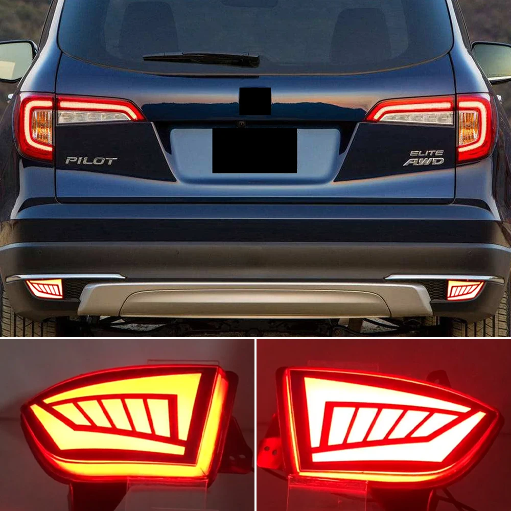

2Pcs Auto LED Rear Bumper Reflector Light turn signal For Honda Pilot 2019 2020 2021 Brake Lights rear lamp