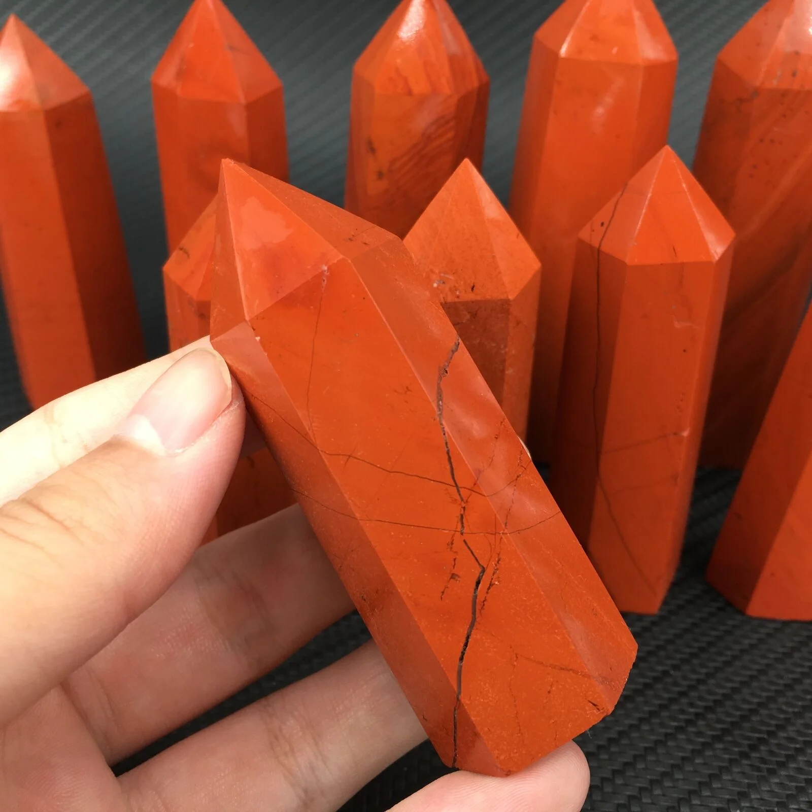 

NATURAL RED JASPER SHI YING OBELISK CRYSTAL POINT REIKI THERAPY HEALING WAND