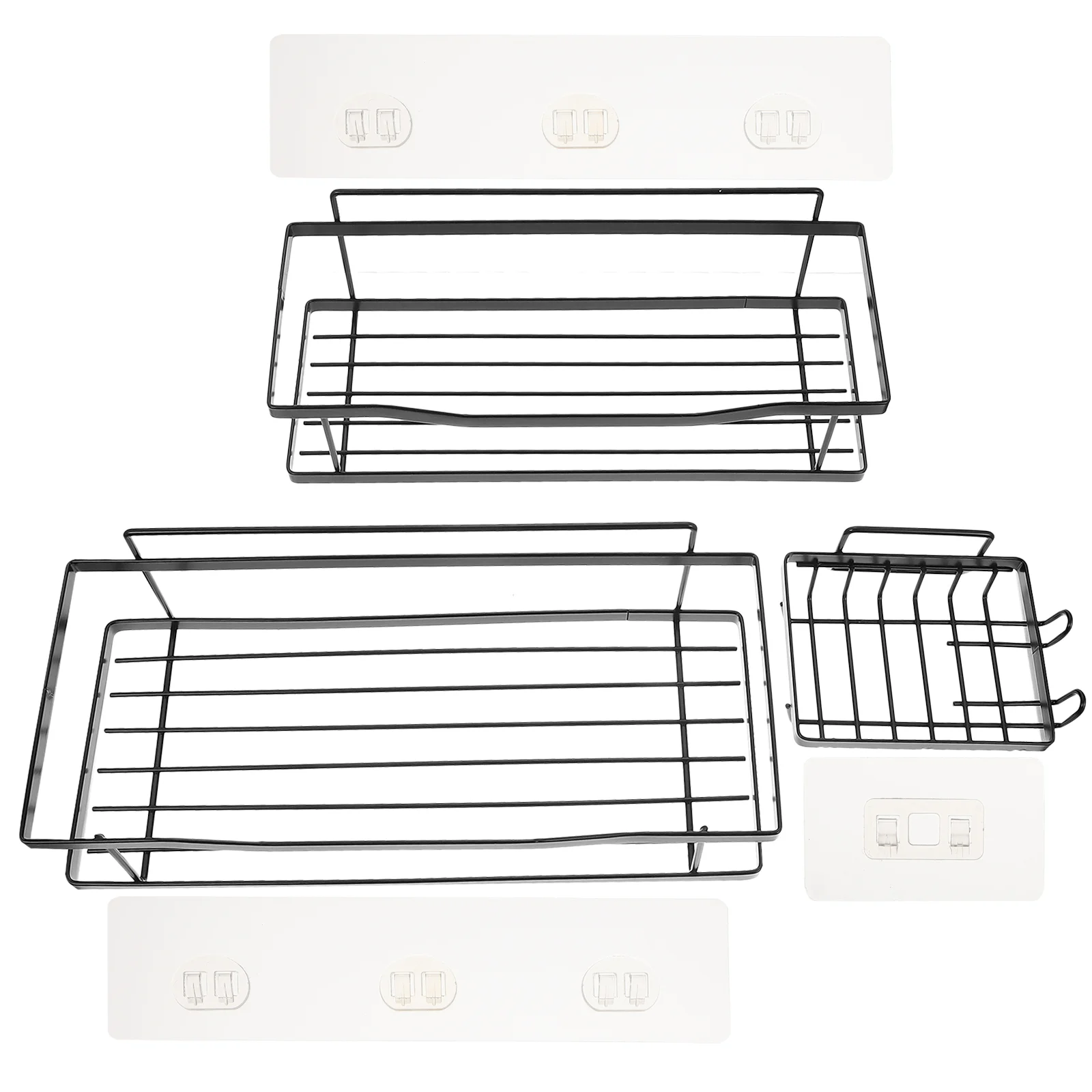 

1 Set Bathroom Nail Free Hanging Storage Racks Wall Metal Storage Shelf Stands