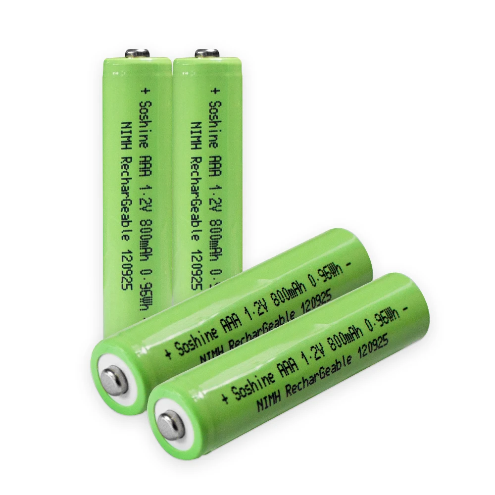 Фото Аккумуляторы Soshine AAA NI-MH 1.2V 800mAh, перезаряжаемые, высокой емкости, для автомобильных пультов, игрушек, фонариков, камер №1