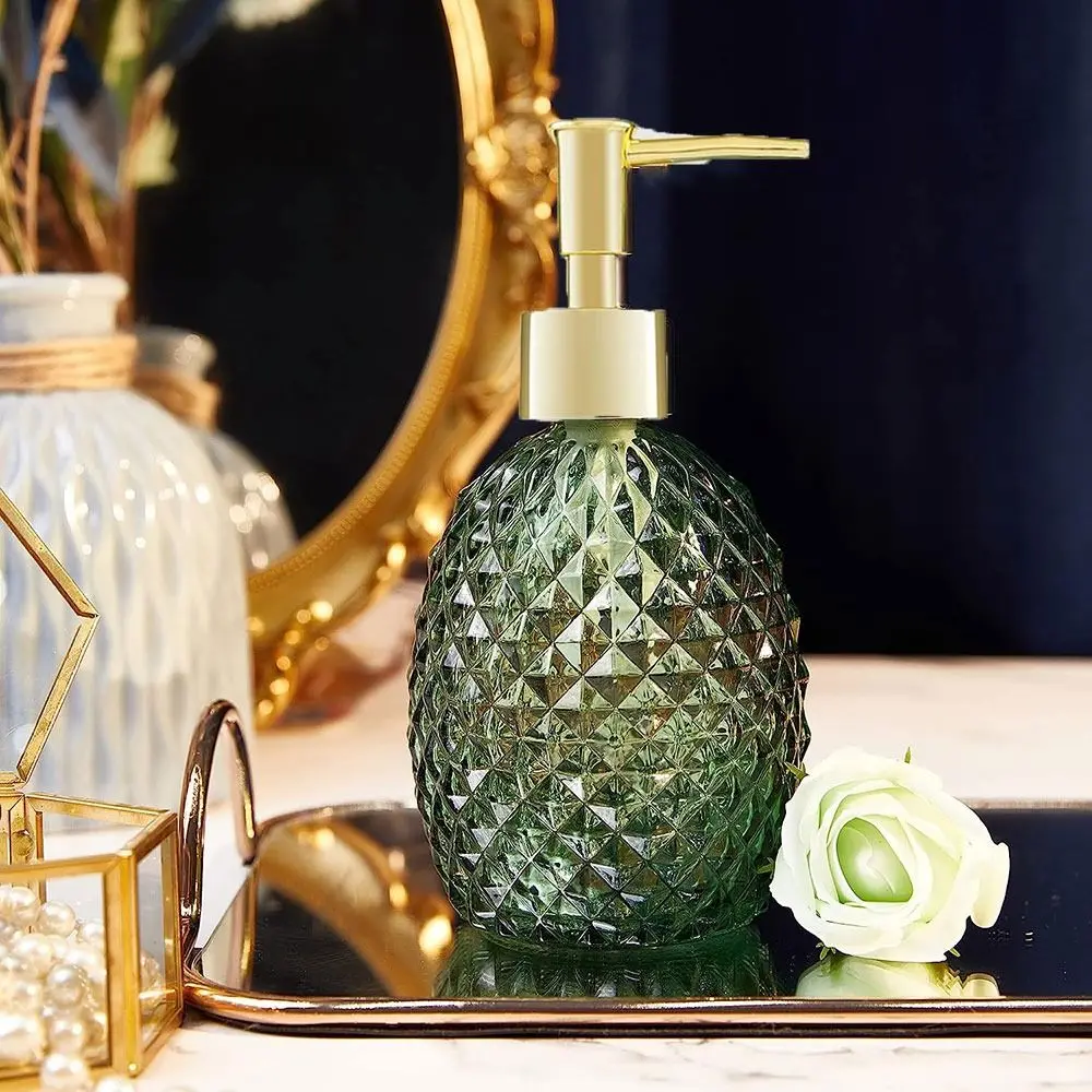 

Green Soap Dispenser Simple Glass 6.69*3.3 Inch Liquid Dispenser Hand Pump Dispenser Bathroom