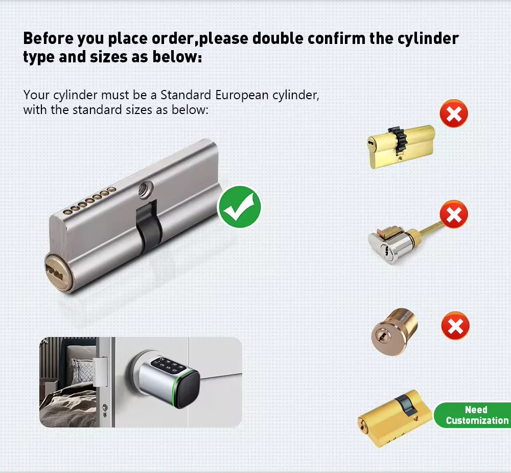 Электронный пароль Tuya TTlock App Control Умный цилиндрический замок с клавиатурой (art.: 3920d0773acc2) - 3920d0773acc2