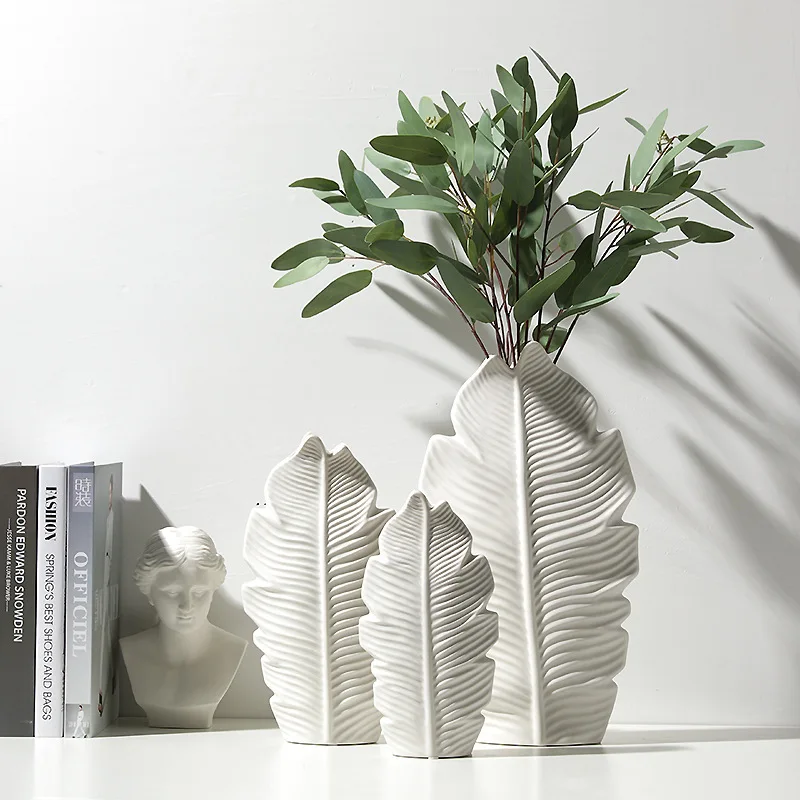 

Simple Ceramic Vase Dining Table Decorations Wedding Decorations Nordic Home Living Room Decorations Vase Leaf shaped vase