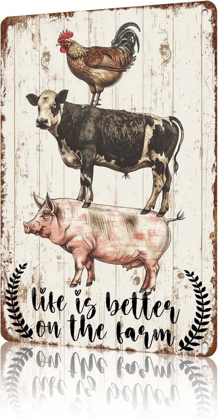 Rustc Frm nmls Metl Sgn Vntge Style Lfe s Better on the Wll Декор для Frmhouse Gft 12*8n