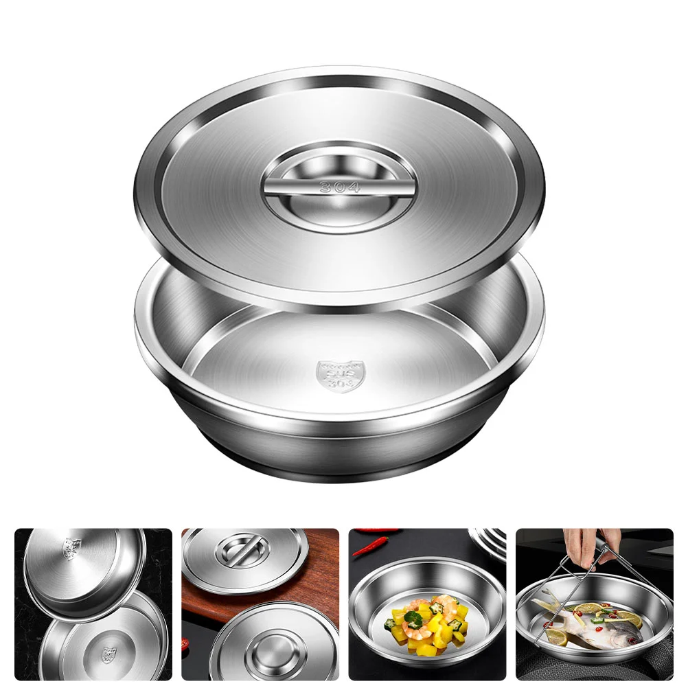 

Bowl Stainless Steel Metal Kitchenlid Cooking Salad Tableware Noddle Instant Picnic Bowls Soup Serving Round Prep Platemixing