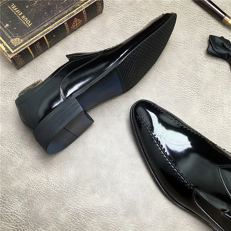 Туфли мужские классические без застежек натуральная кожа заостренный носок