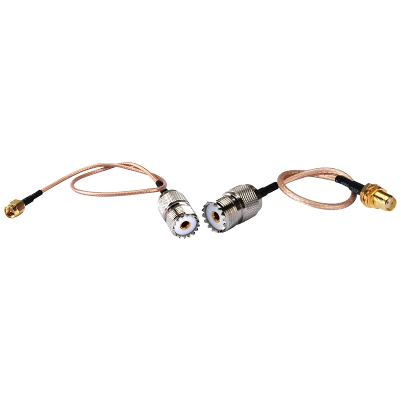 

New 2X Handheld Antenna Cable SMA Male To UHF SO-239 Female Connectors