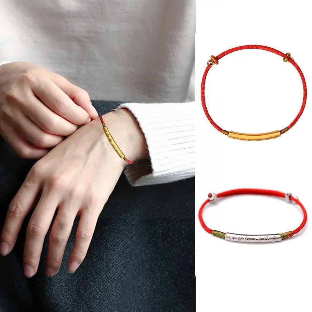 

Tibetan Buddhist Handmade Knots Thread Bracelets Irregular Beads Red Black Rope Pulling Bracelet For Women J8w9