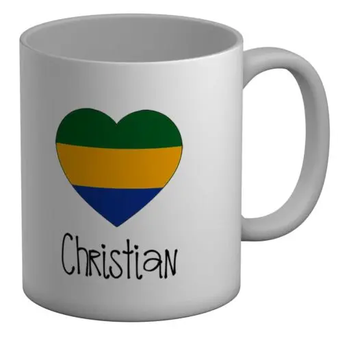 Персонализированная белая кружка с флагом Габона в стиле футбола 11 унций