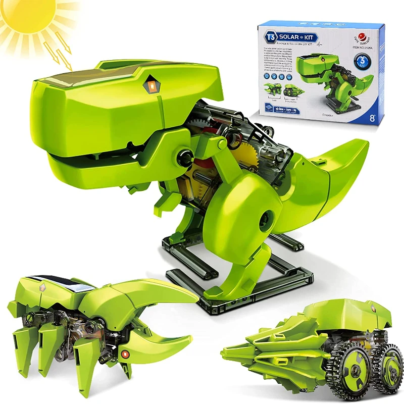 

Солнечный робот 3 в 1 наука DIY комплект для сборки пазл Динозавр для детей подарок DIY комплект для сборки пазл для мальчиков и девочек От 8 до 12 лет