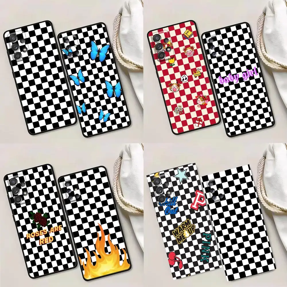 

Phone Case for Samsung A01 A02 A03s A11 A12 A21s A32 A41 A72 A52s 5G A91 A91s Soft Case Checkerboard Checkered Chess Board