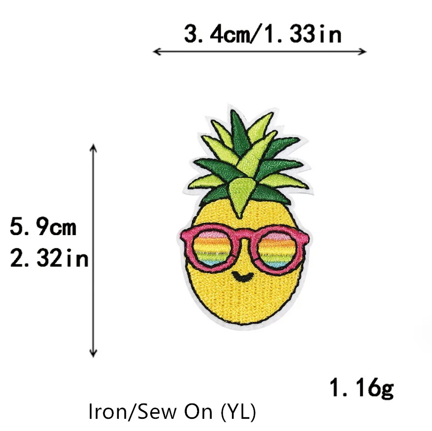 Набор из 10 вышитых нашивок с фруктами