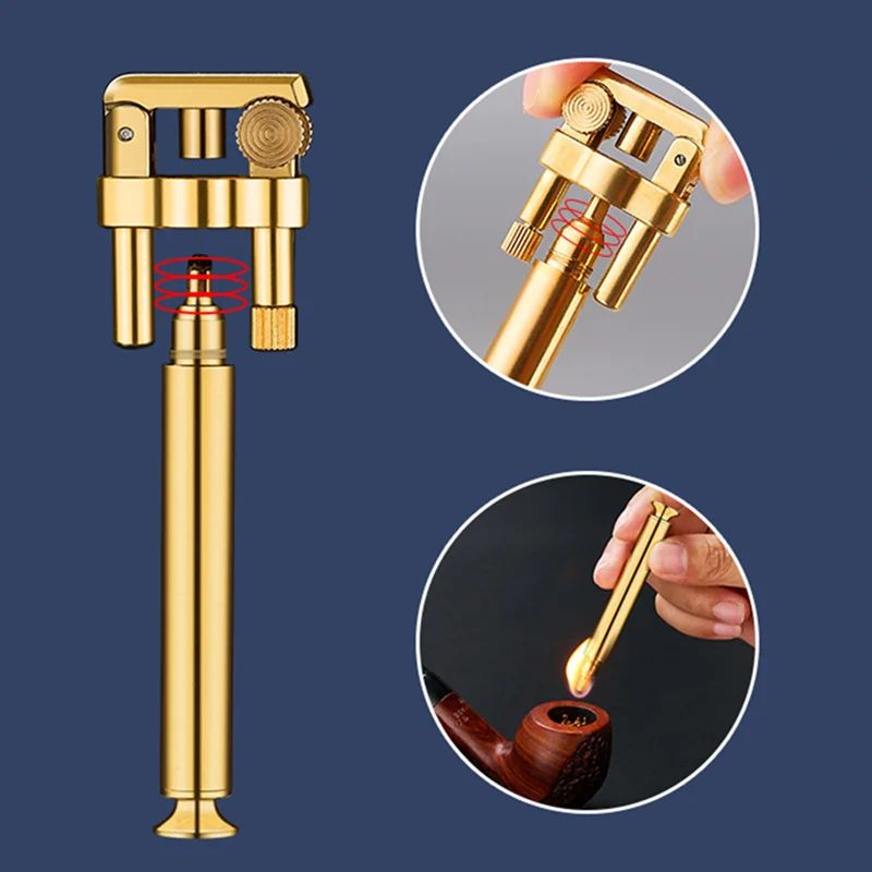 Hot Selling German ROWENTA Detachable Pipe Lighter Permanent Cotton Core Pure Copper Kerosene Windproof Grinding Wheel Lighter