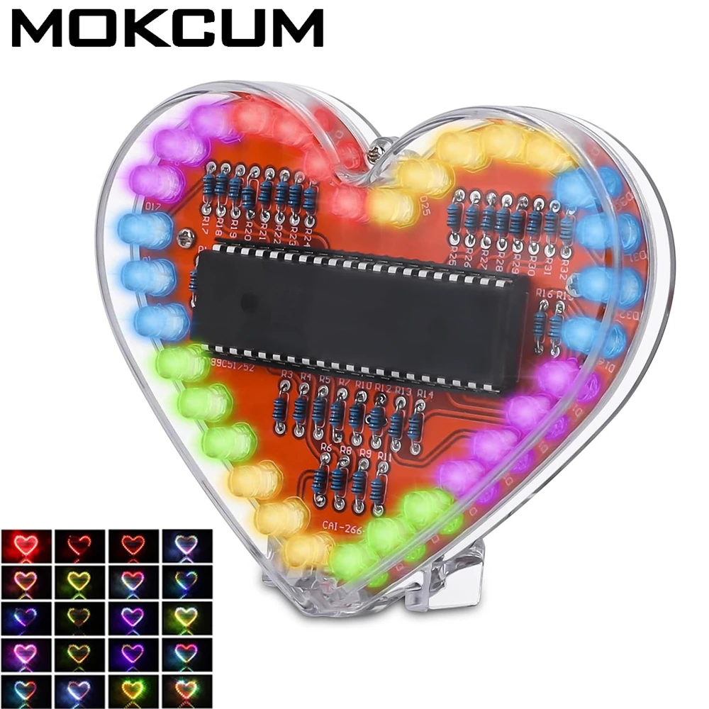 

Набор для электронной пайки «сделай сам», RGB проектор, в форме сердца, автоматическая мигающая лампа с подходящим кронштейном, прозрачная оболочка