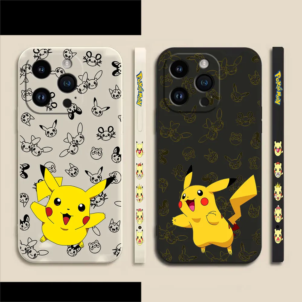 

Cute P-Pikachu Puzzle Phone Case For Apple iPhone 14 13 12 11 Pro XS Max Mini X XR SE 7 8 6 6S Plus Colour Liquid Case Funda