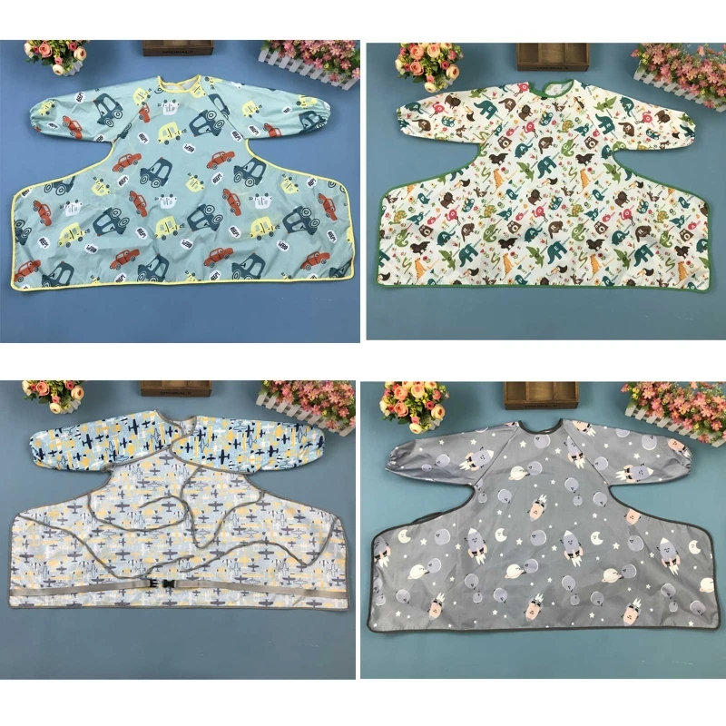

Newborn Long Sleeve Bib Coverall with Table Cloth Cover Baby Dining Chair Gown