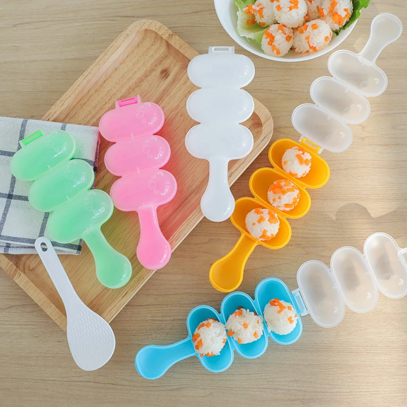 

Rice Ball Molds With Spoon Sushi Moulds Maker DIY Seaweed Laver Onigiri Kitchen Gadgets Baby Cooking Tools For Bento Accessories