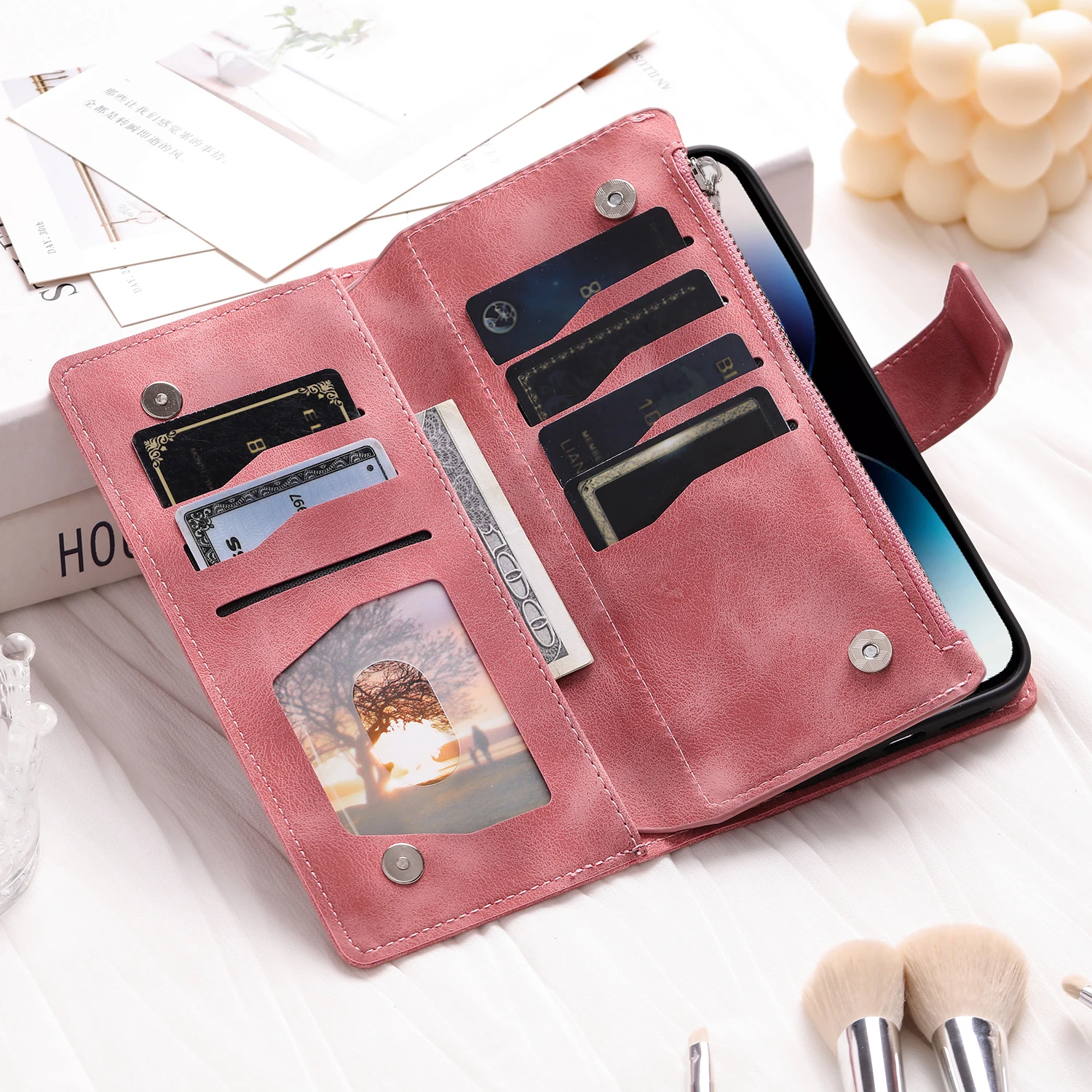 Lanyard Flip Leather Case for iPhone 14 14Plus 14Promax 13 12 12pro 12mini 11 Xsmax XR 7 8Plus 6s Zipper Wallet Multi Card Cover