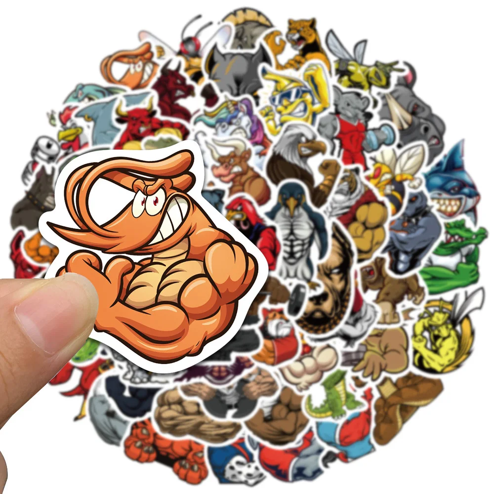 

10/30/60pcs Big Muscle Animals Cartoon Stickers Graffiti Decals DIY Phone Laptop Water Bottle PVC Classic Toy Kids Sticker Gifts