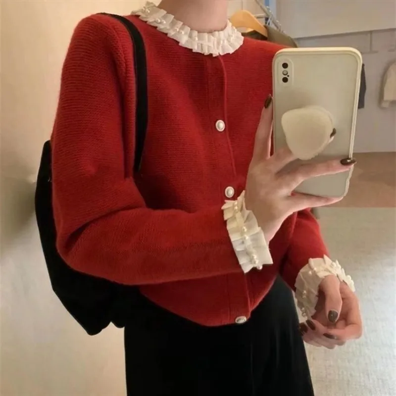 Женский кружевной вязаный кардиган новый свободный Универсальный мягкий