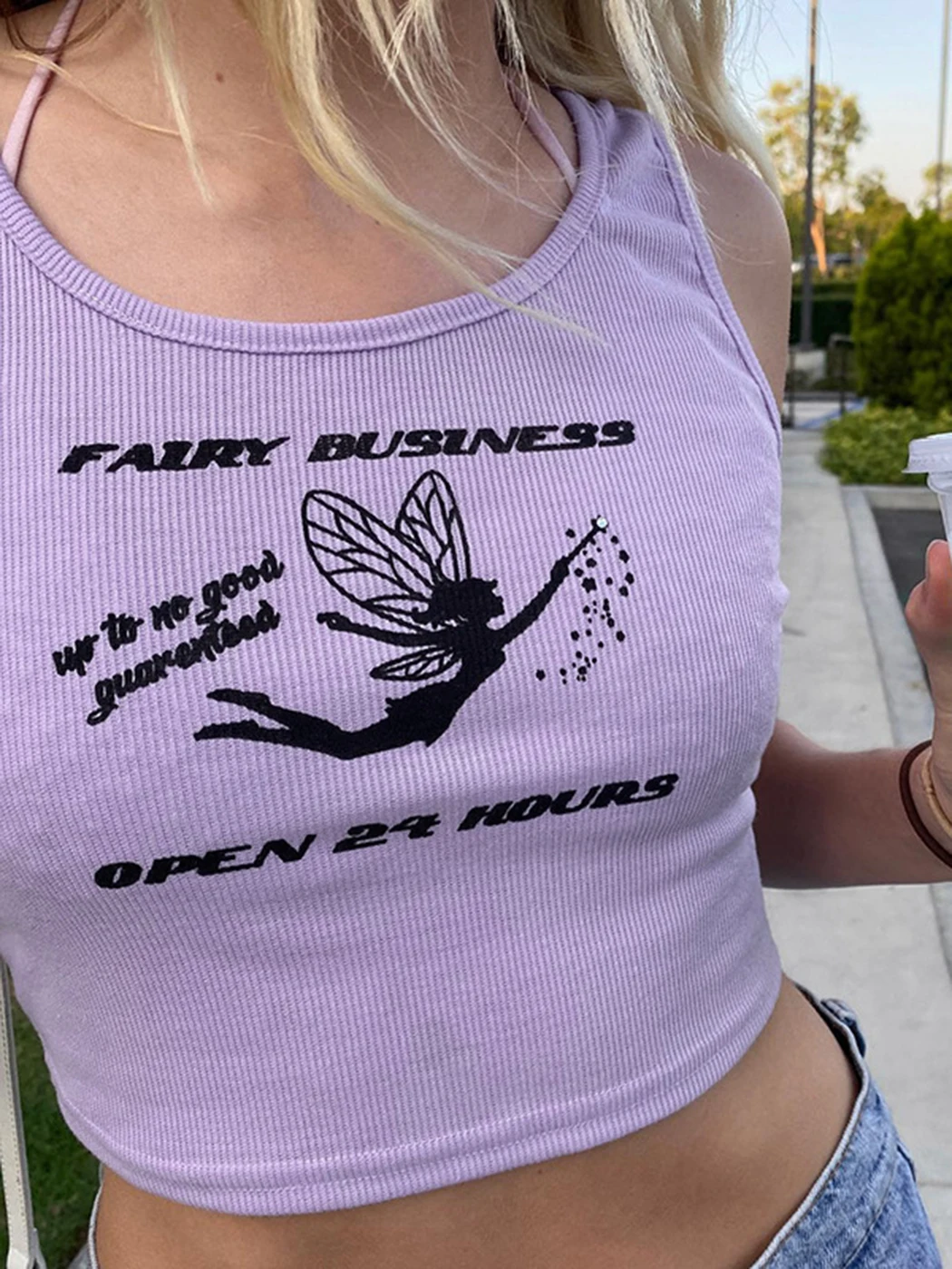 

2022 Y2K винтажная Милая футболка с рисунком крыла и эльфа, укороченные топы, мини-Топы Без Рукавов, фиолетовые зеленые высококачественные хлоп...