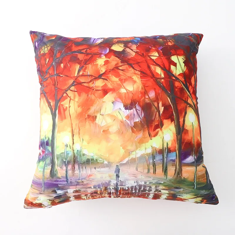 

2022 Modern Watercolor Pillowcase Colorful Tree Designer Pillow Case Interior for Home Decor Cushion Cover 40x40 45x45 50x50