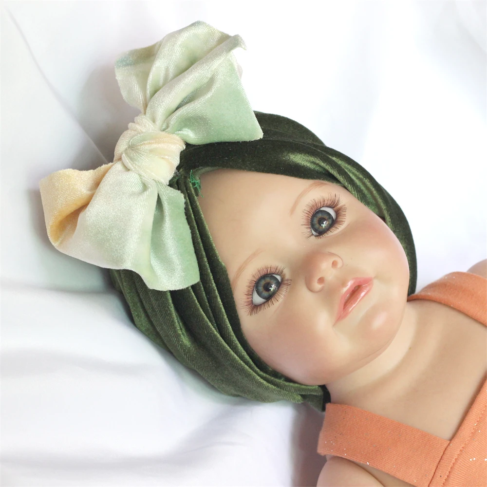 

Velvet Babyhats Big Bow Beanie for Baby Girls Turban Bonnet Hat for Newborn Infant Spring Autumn Kids Dye Color Beanie Hat
