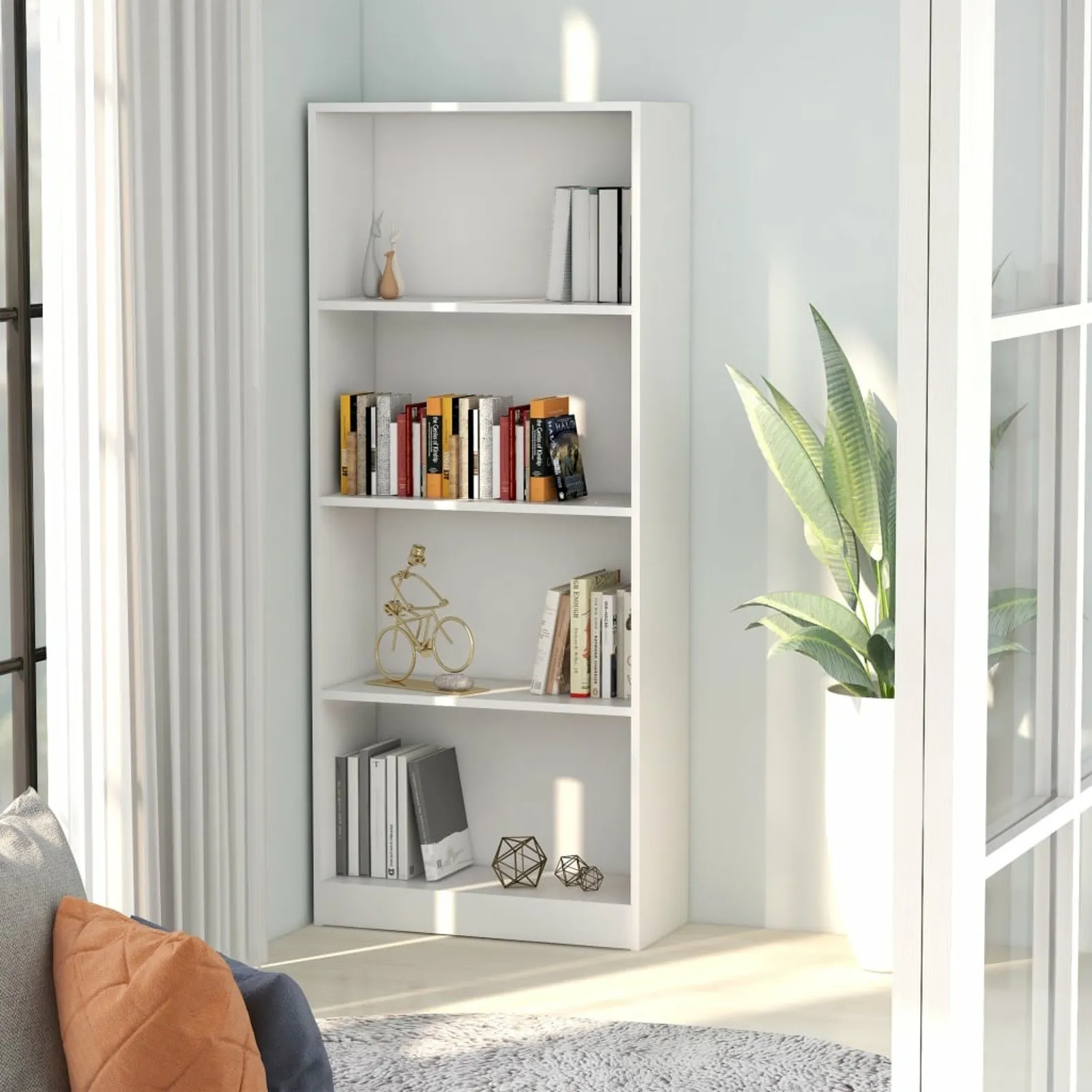 

4-Tier Book Cabinet White 23.6"x9.4"x55.9" Chipboard
