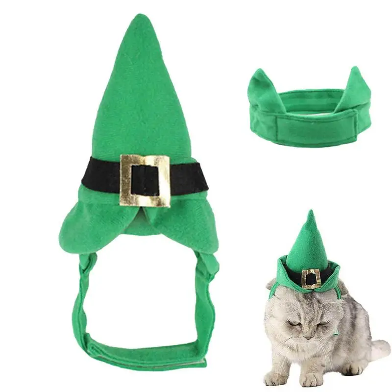 

Pets Christmas Elf Hat Pet Costume For Holiday Funny Green Cat Dog Hat Outfit Irish Leprechaun Top Hat For Cats Small Dogs Puppy