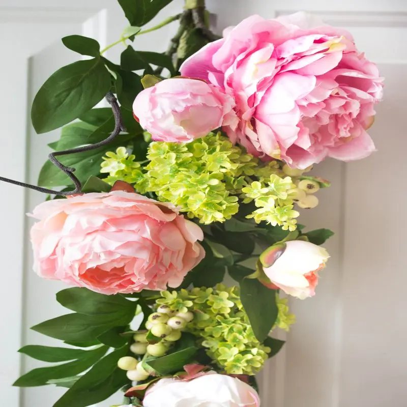 

Lovely Pink Mixed Peony & Hydrangea Artificial Flower Teardrop Bouquet Decoration Perfect for Home Office Wedding Party Celebrat