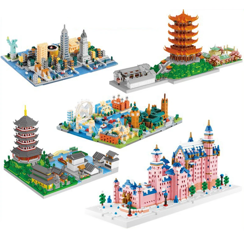 

Micro-particle West Lake Swan Lake Castle Assembled Building Blocks Bricks Model DIY Children's Educational Toy Birthday Gift