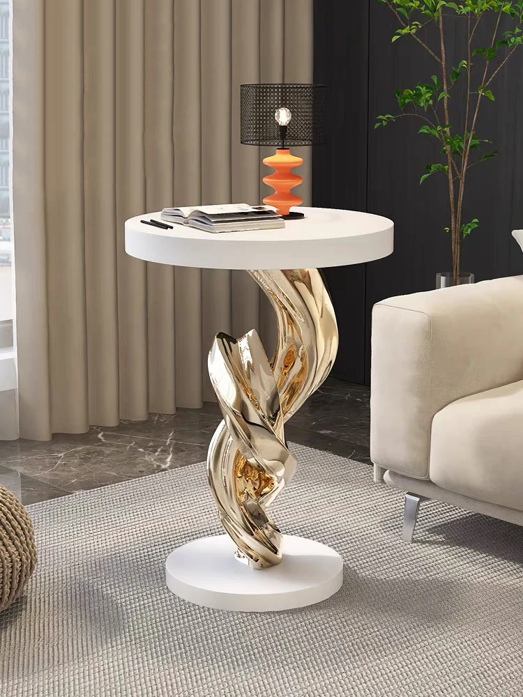 Круглый комбинированный журнальный столик с 2 столешницами дизайн в