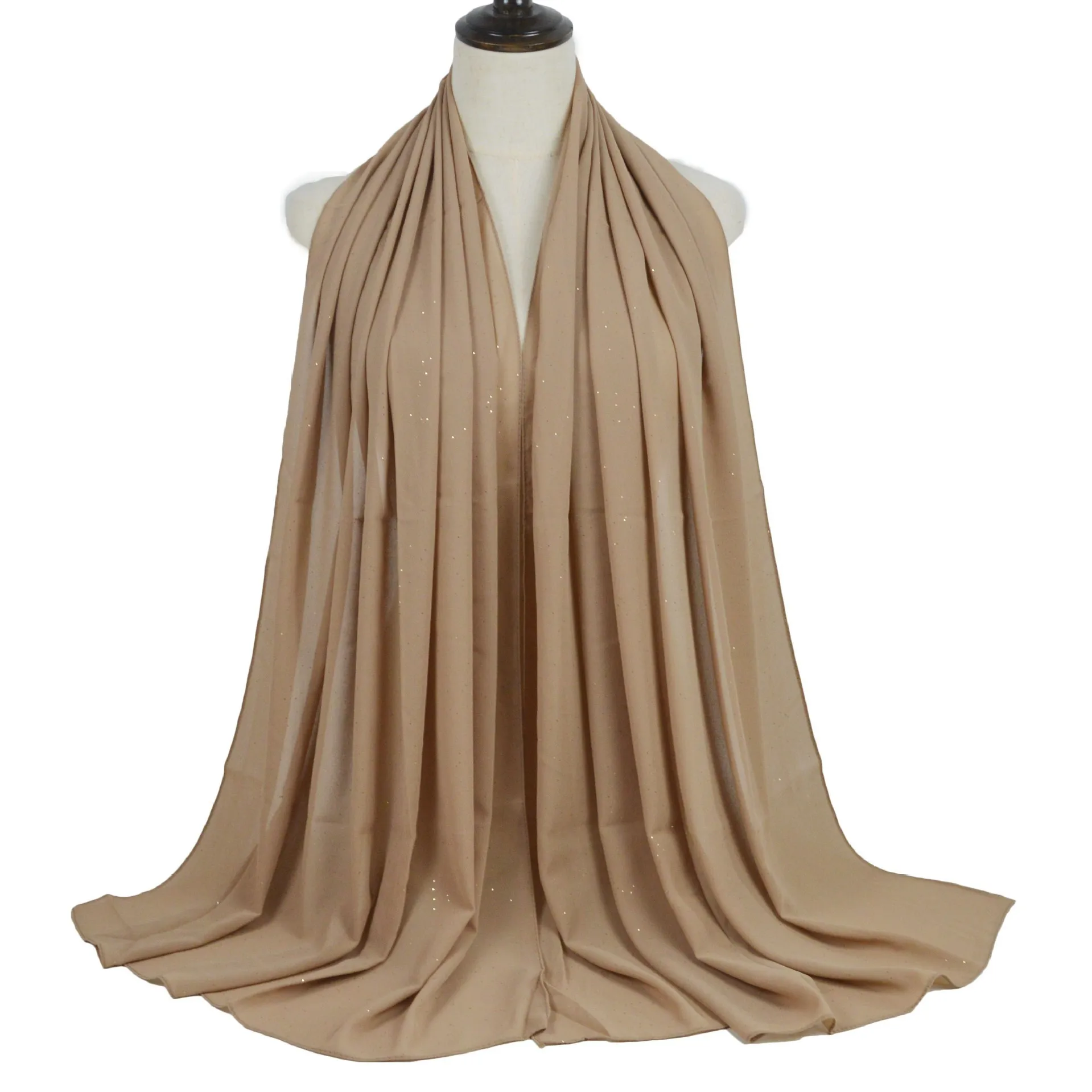 Sequins Bubble Chiffon Hijab Scarf Women Muslim Headscarf Plain Shimmer Turban Solid  Islamic Shawls and Wraps Pashmina Stoles