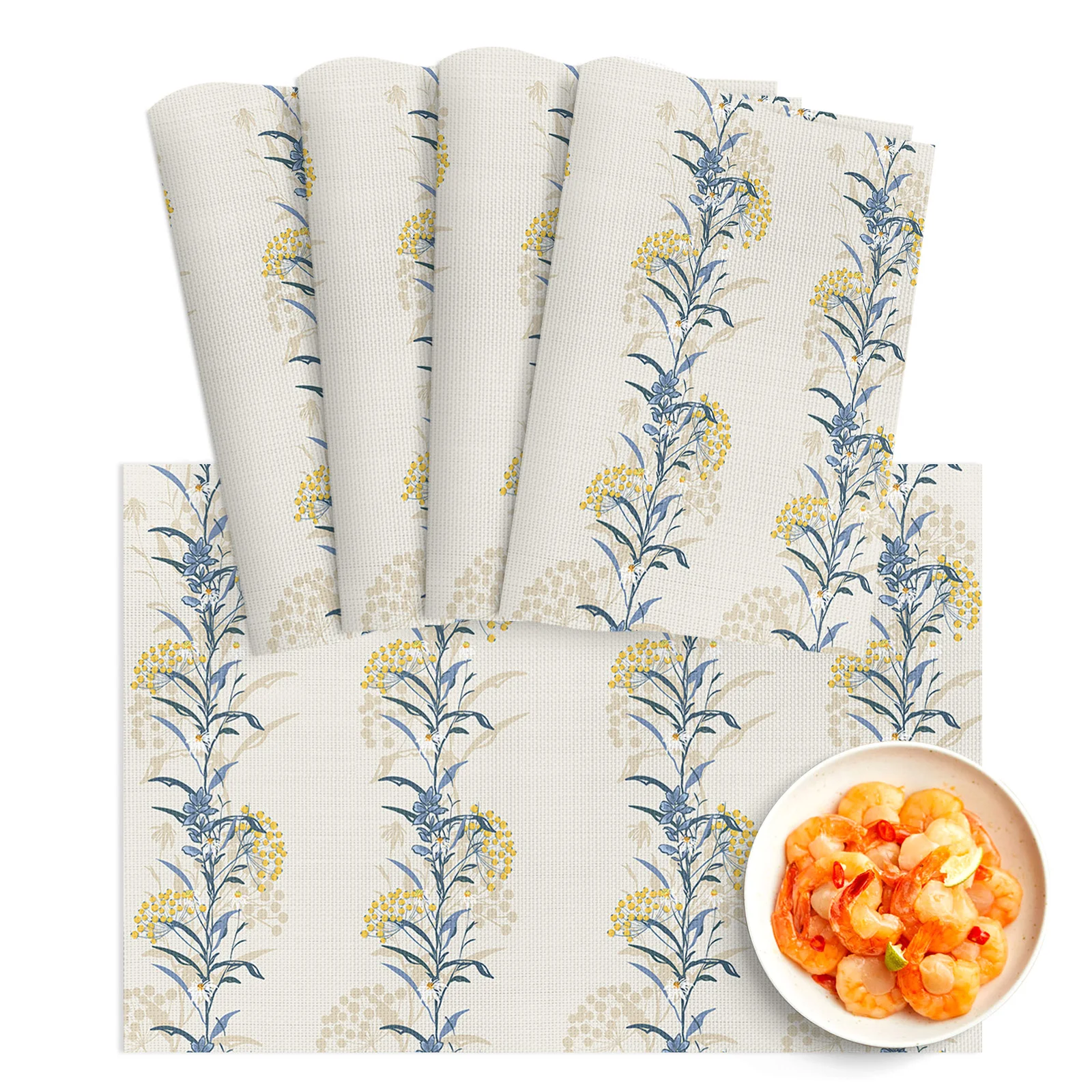 

4/6Pcs Table Mat Summer Flower Plant Bowl Pad Coaster Set PVC Dining Table Placemats Home Decoration Kitchen Accessories
