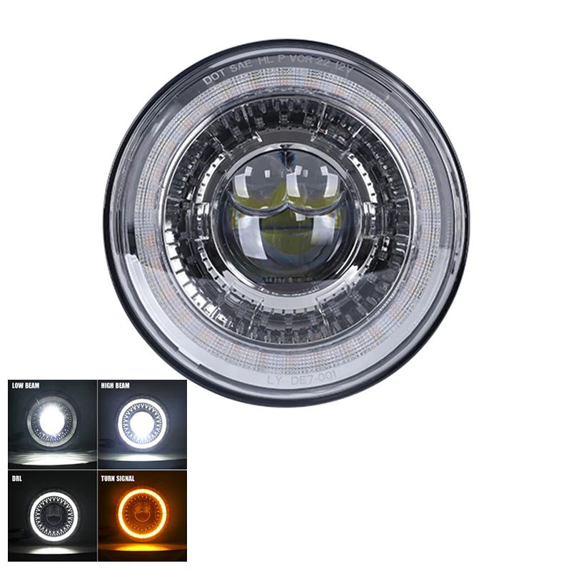 

7-дюймовые светодиодные фары с указателем поворота 4x4, круглые фары для Land Rover Defender Lada Niva 4X4 Uaz Hunter Mazda Miata MX5