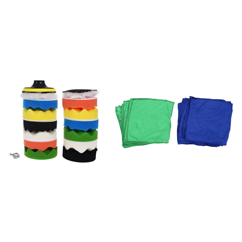 

16 Pcs Polishing Buffing Pad Auto Car Polishers And Buffers Wax & 20 Pcs Cleaning Cloths Wash Towel Duster