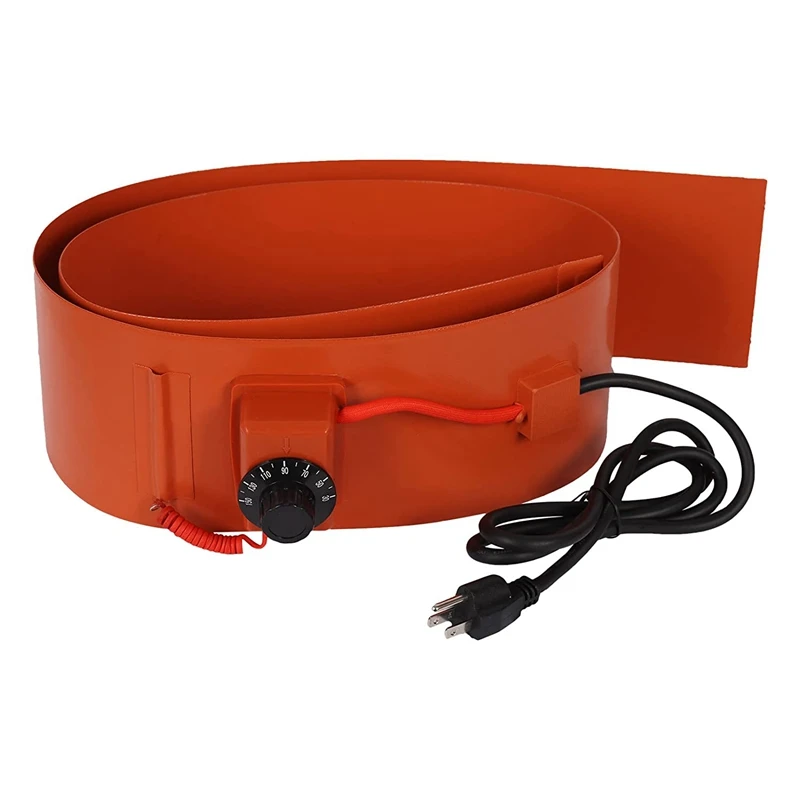 Drum Pail Heater 55-Gallon Silicone Barrel - Band Oil Heat Pad Warmer Kit 150℃ 120V 5X70in,US Plug