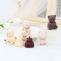 3d sitting position toy bear silicone candle molds for handmade scented plaster cute bear injection mould home decor handicrafts