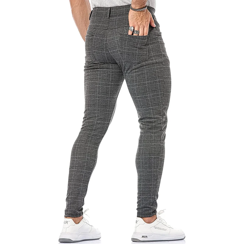 Running Men's Sports Pants Jogging Stretchy Plaid Pockets Tights Grey Sweatpants Casual Training Gym Men Tracksuit Trousers