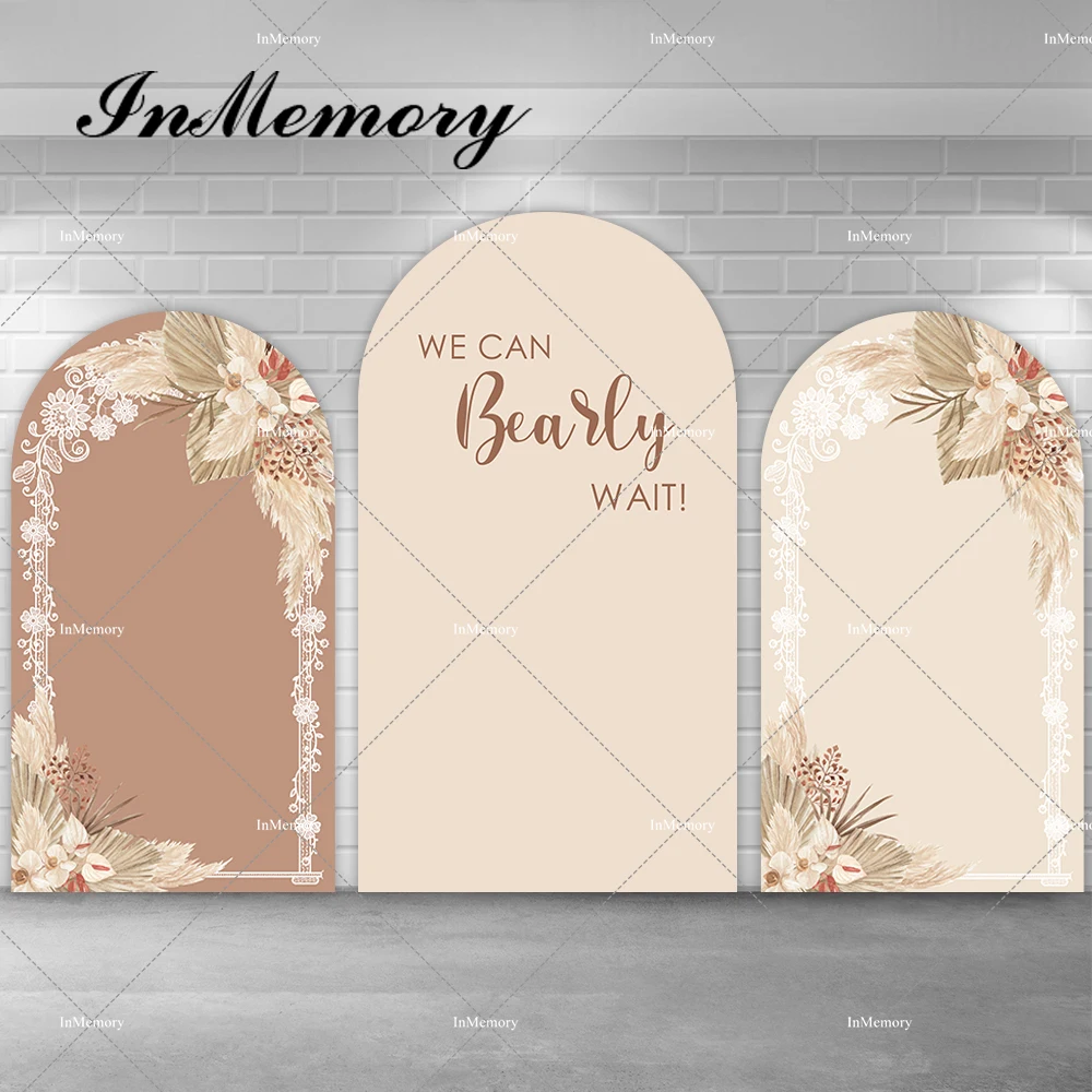 Бежевые коричневые пампасы трава бохо детский душ изогнутый баннер