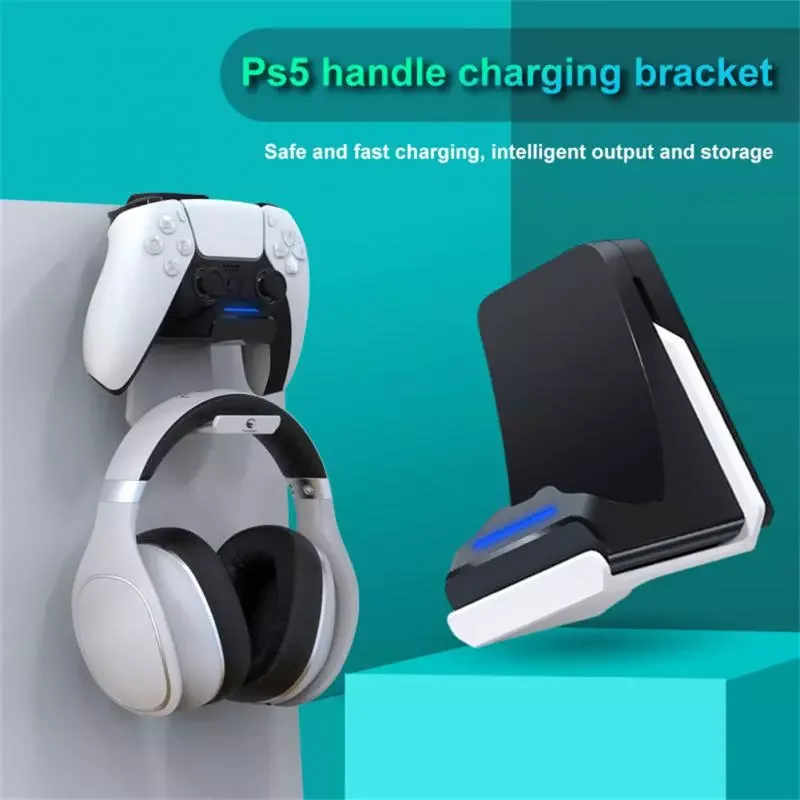 

NEW2023 For Ps5 Charging Stand With Earphone Hook Ps5 Handle Suspension Charger Side Rack Contact Type Seat Charging Ps5 Accesso