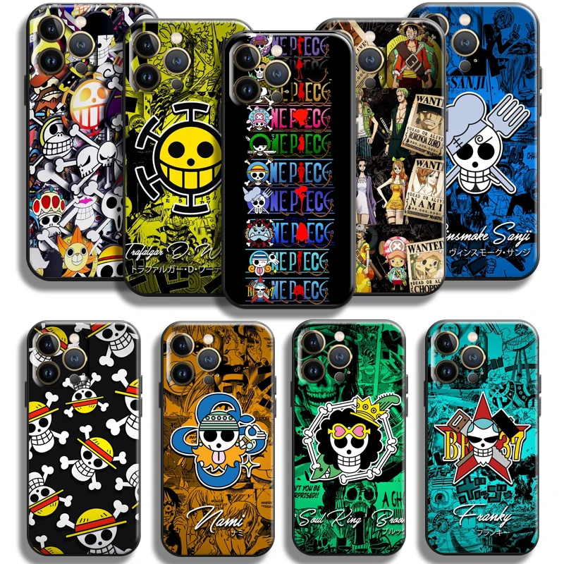 

Anime One Piece Skull Logo For Apple iPhone 13 12 11 Pro Max Mini X XR XS Max SE 5 5s 6 6S 7 8 Plus Phone Case Back