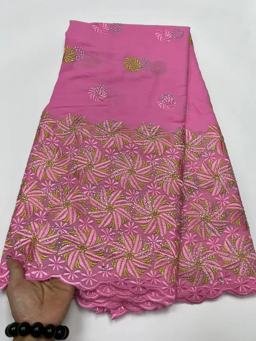 5 ярдов вышитая хлопчатобумажная кружевная ткань с ветряной мельницей 2023