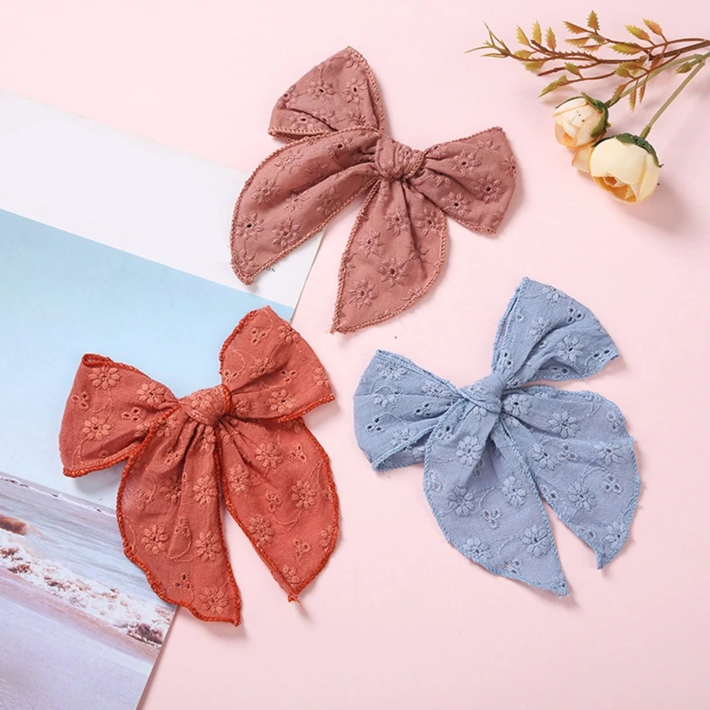 

Baby Girls Bowknot Hair Clips Muslin Bows Hairpins for Children Jacquard Hairgrips Princess Barrettes Party Hair